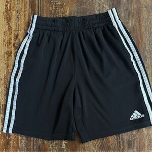 adidas Black Kids Shorts with White Stripes